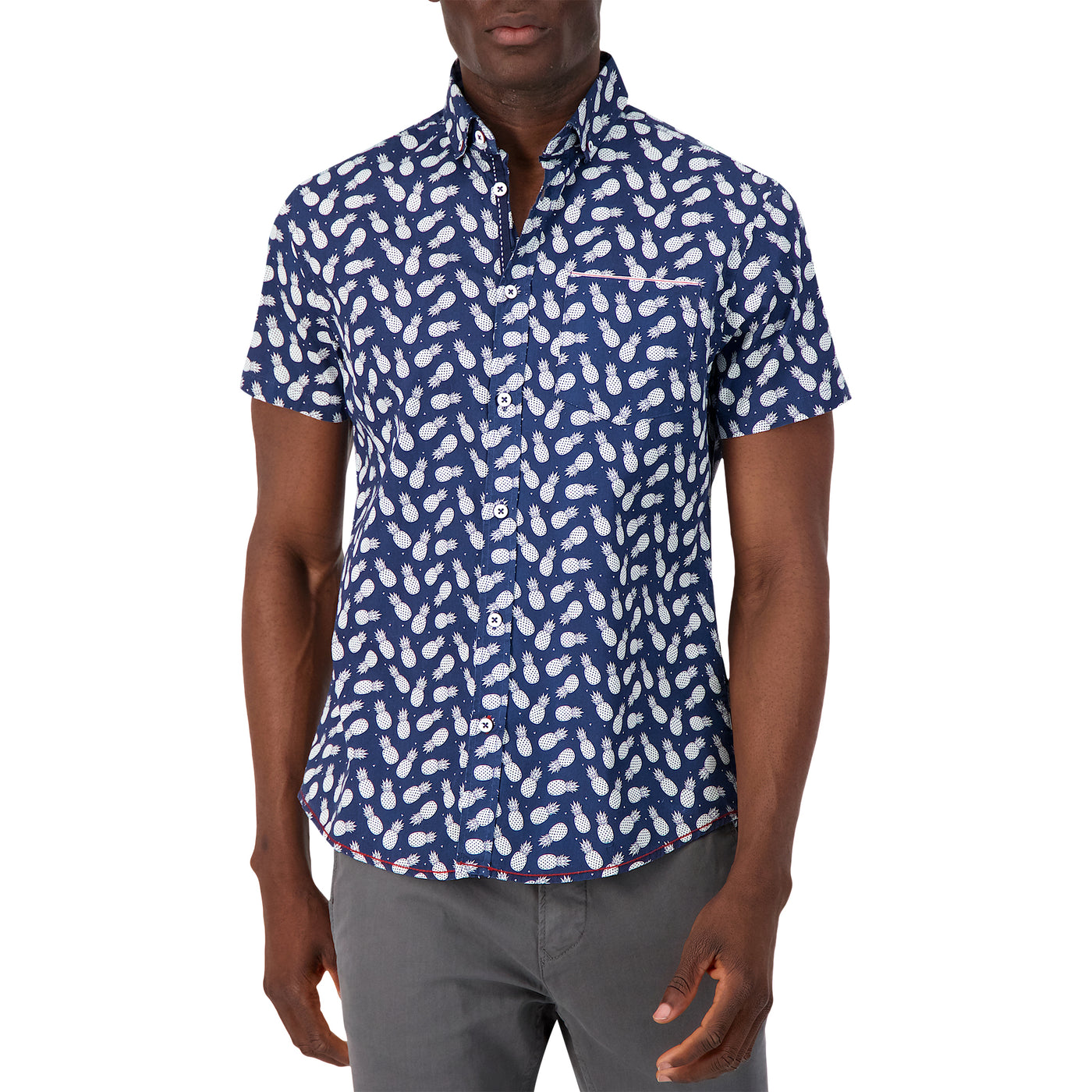 Short Sleeve Shirt with Pineapple Print in Navy – Report Collection